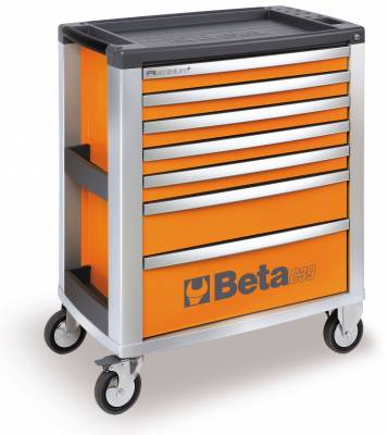 Servante  d'atelier mobile BETA orange  � 7 tiroirs C39/7