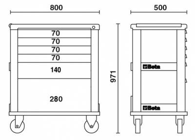 Servante d'atelier BETA rouge mobile 6 tiroirs C39/6